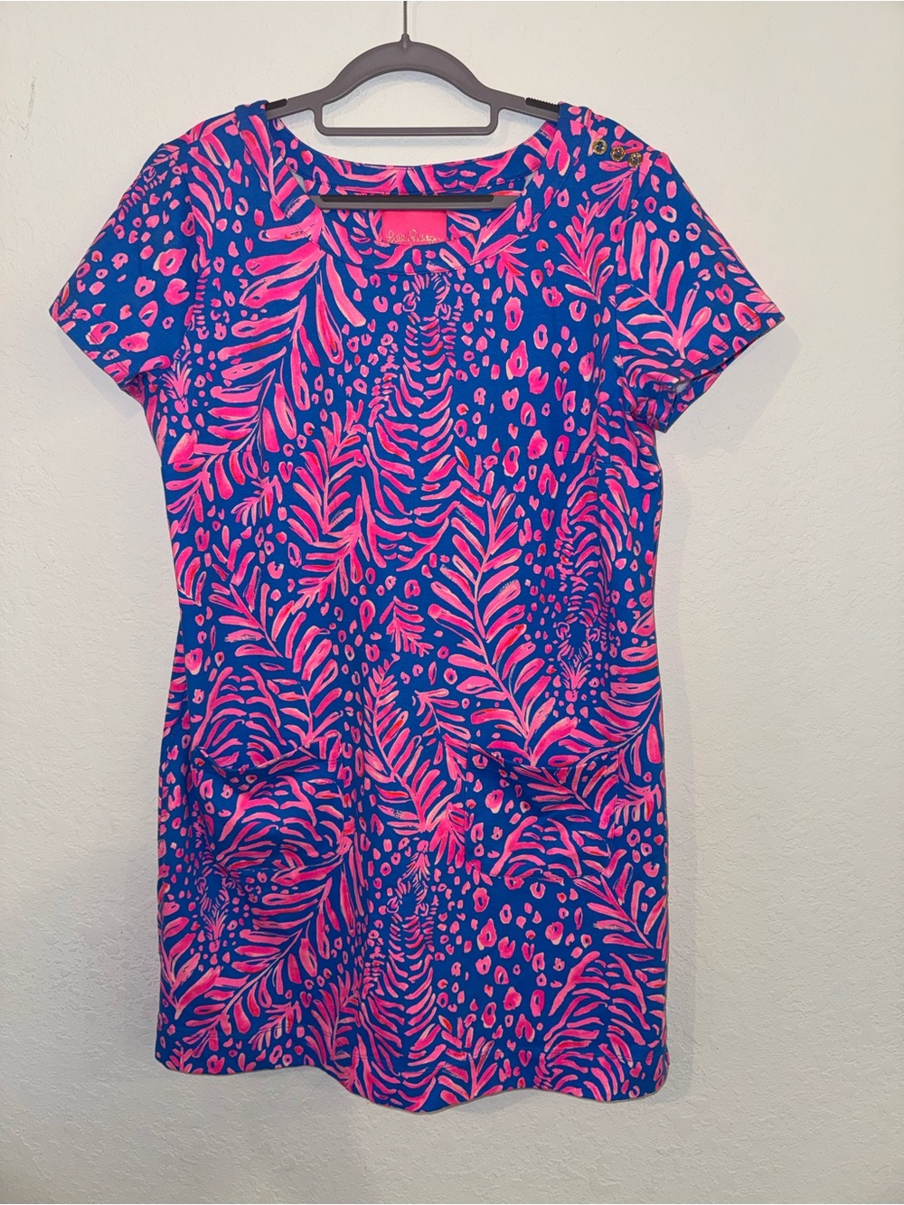 Lilly Pulitzer Terry Shift Dress with Belt and Front Pockets Size XL